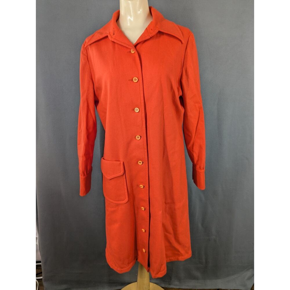 Vintage 1960s Young Pendleton Orange Virgin Wool Coat Mod Jacket 13-14